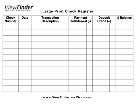 large print check ledger.